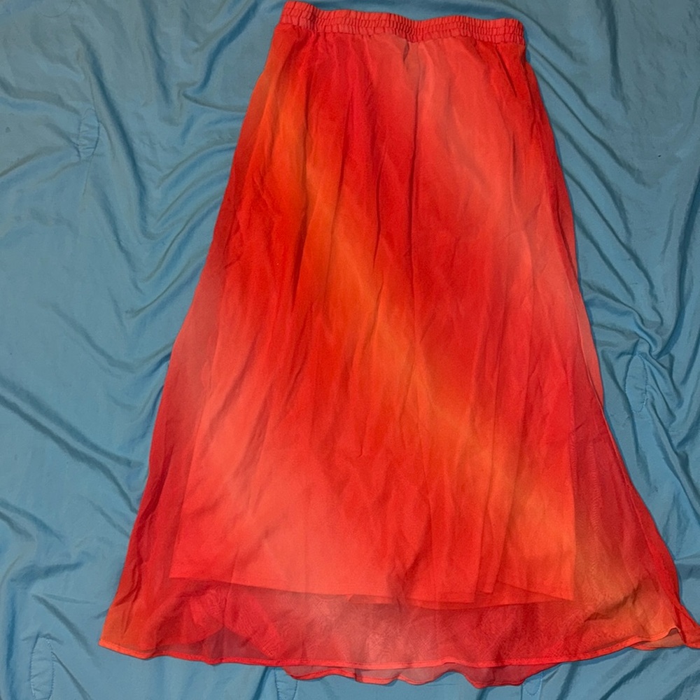 Notations orange pink ombré midi skirt